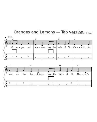 Oranges and Lemons — Tab version