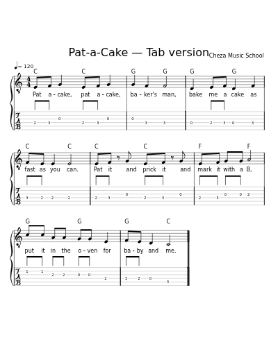 Pat-a-Cake — Tab version