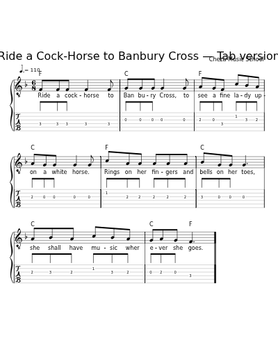 Ride a Cock-Horse to Banbury Cross — Tab version
