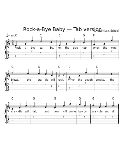 Rock-a-Bye Baby — Tab version