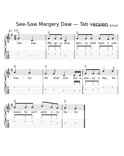 See-Saw Margery Daw — Tab version