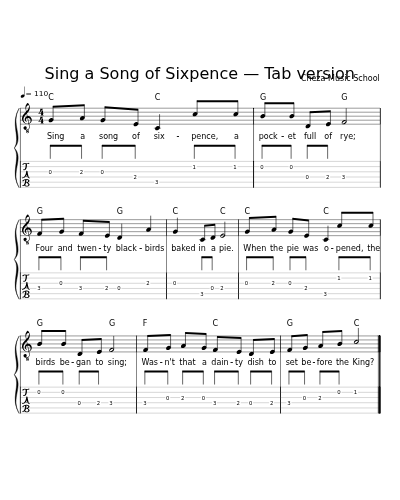 Sing a Song of Sixpence — Tab version