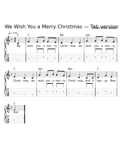 We Wish You a Merry Christmas — Tab version preview