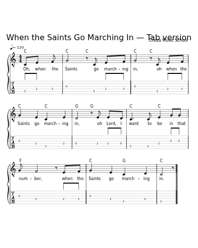 When the Saints Go Marching In — Tab version preview