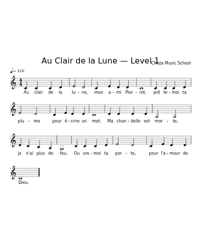 Au Clair de la Lune — Level 1