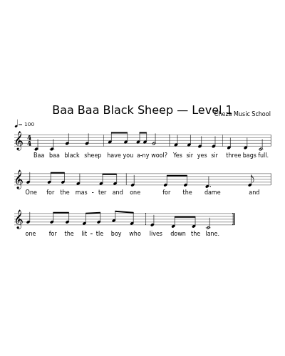 Baa Baa Black Sheep — Level 1