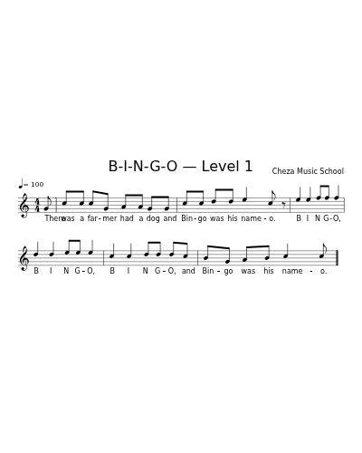 B-I-N-G-O — Level 1 sheet music preview