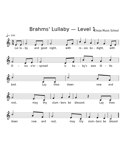 Brahms' Lullaby — Level 1 sheet music preview