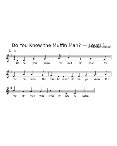 Do You Know the Muffin Man? — Level 1 sheet music preview