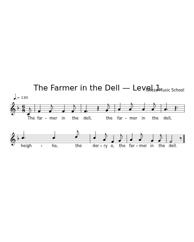 The Farmer in the Dell — Level 1 sheet music preview