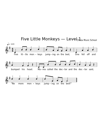 Five Little Monkeys — Level 1