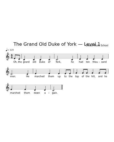 The Grand Old Duke of York — Level 1