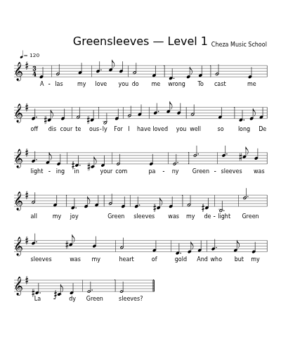 Greensleeves — Level 1