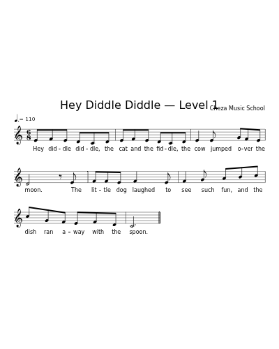 Hey Diddle Diddle — Level 1 sheet music preview