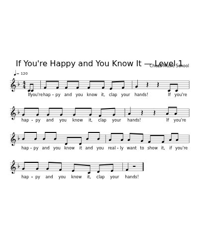 If You're Happy and You Know It — Level 1 sheet music preview