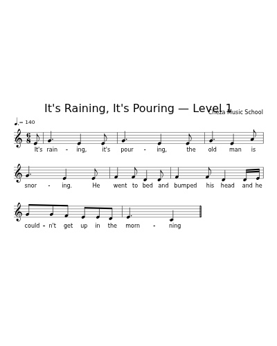 It's Raining, It's Pouring — Level 1 sheet music preview