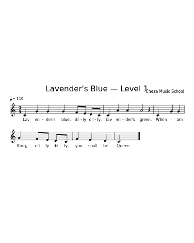 Lavender's Blue — Level 1 sheet music preview