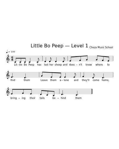 Little Bo Peep — Level 1 sheet music preview