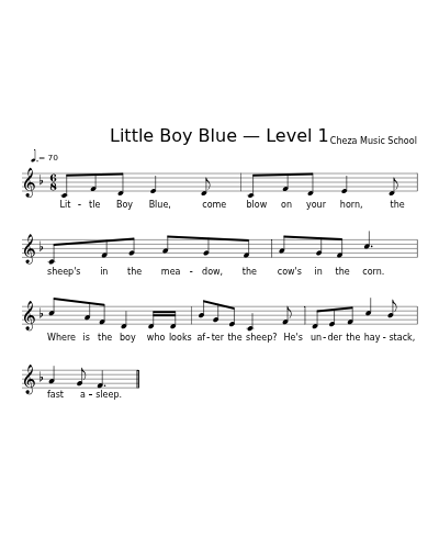Little Boy Blue — Level 1 sheet music preview