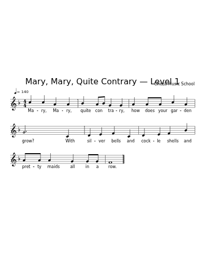 Mary, Mary, Quite Contrary — Level 1 sheet music preview