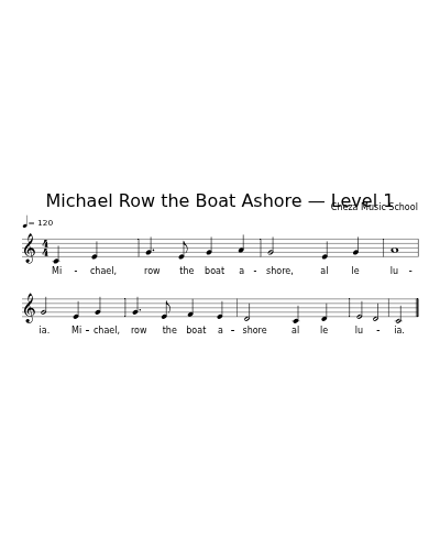 Michael Row the Boat Ashore — Level 1 sheet music preview
