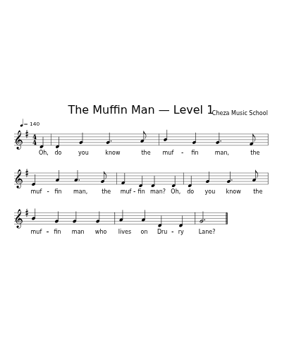 The Muffin Man — Level 1 sheet music preview