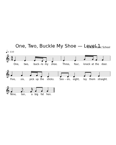 One, Two, Buckle My Shoe — Level 1