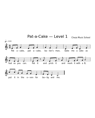 Pat-a-Cake — Level 1 sheet music preview
