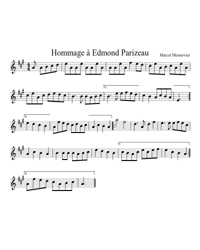 Hommage Ã  Edmond Parizeau sheet music preview