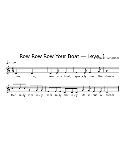 Row Row Row Your Boat — Level 1 sheet music preview