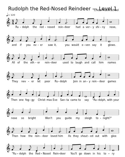 Rudolph the Red-Nosed Reindeer — Level 1 sheet music preview