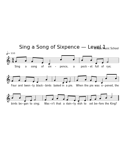Sing a Song of Sixpence — Level 1 sheet music preview