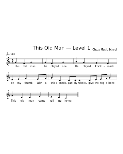 This Old Man — Level 1 sheet music preview