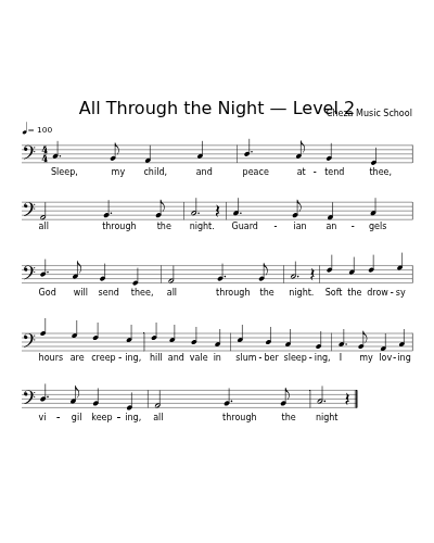 All Through the Night — Level 2 sheet music preview