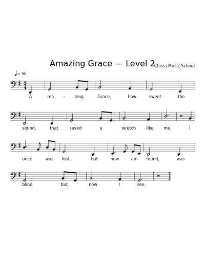 Amazing Grace — Level 2 sheet music preview