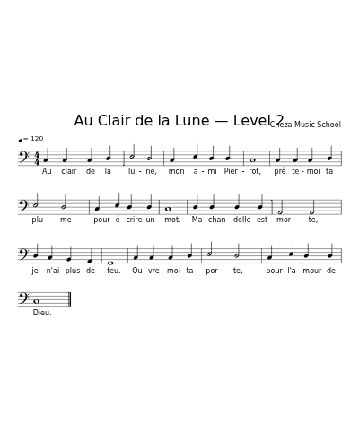 Au Clair de la Lune — Level 2