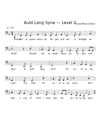 Auld Lang Syne — Level 2 sheet music preview