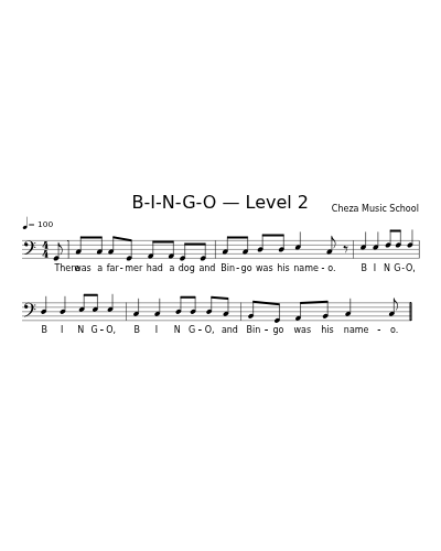 B-I-N-G-O — Level 2 sheet music preview