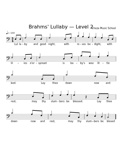 Brahms' Lullaby — Level 2 sheet music preview