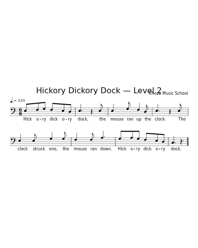Hickory Dickory Dock — Level 2 sheet music preview