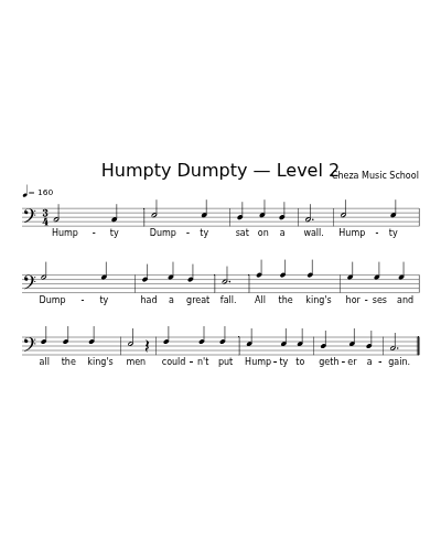 Humpty Dumpty — Level 2 sheet music preview