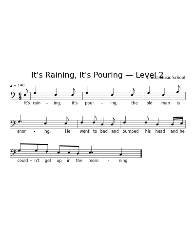 It's Raining, It's Pouring — Level 2 sheet music preview
