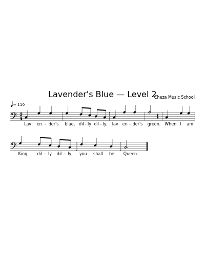 Lavender's Blue — Level 2 sheet music preview