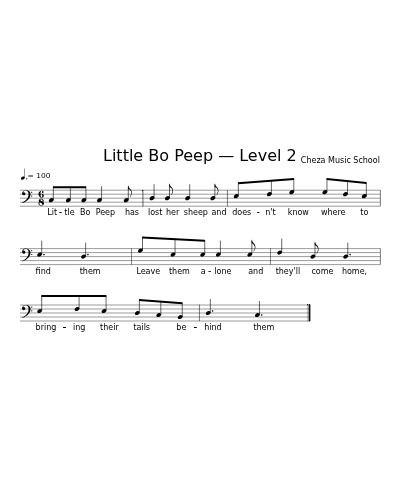 Little Bo Peep — Level 2 sheet music preview