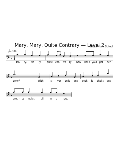 Mary, Mary, Quite Contrary — Level 2 sheet music preview