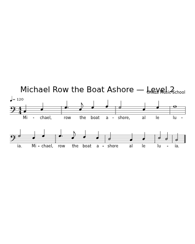 Michael Row the Boat Ashore — Level 2 sheet music preview