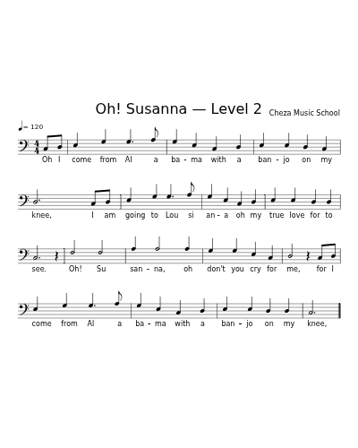 Oh! Susanna — Level 2 sheet music preview