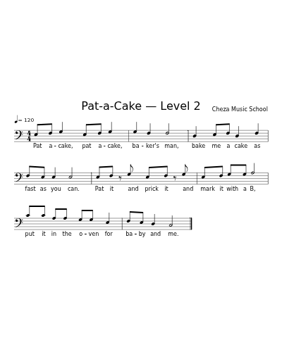 Pat-a-Cake — Level 2 sheet music preview