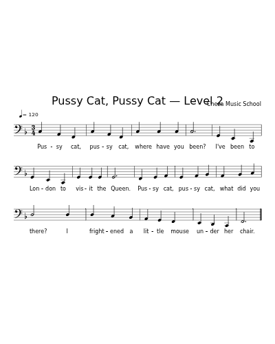 Pussy Cat, Pussy Cat — Level 2 sheet music preview