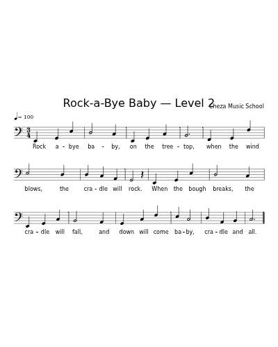 Rock-a-Bye Baby — Level 2 sheet music preview